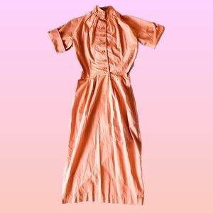 1950s vintage peachy orange wiggle dress